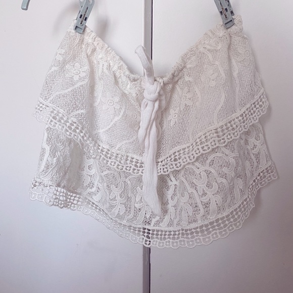 Mustard Seed White Tube Top with Lace Details - Picture 1 of 4